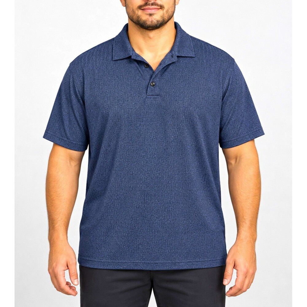 Hart Schaffner Marx Men's Blue Solid Polyester Short Sleeve Polo Shirt size L